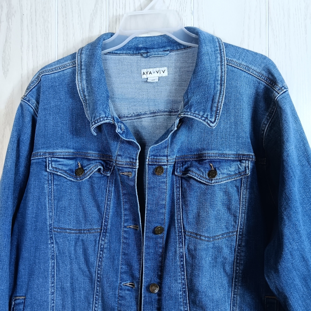 AVA and VIV size 4X denim Jean jacket blue - Picture 3 of 13